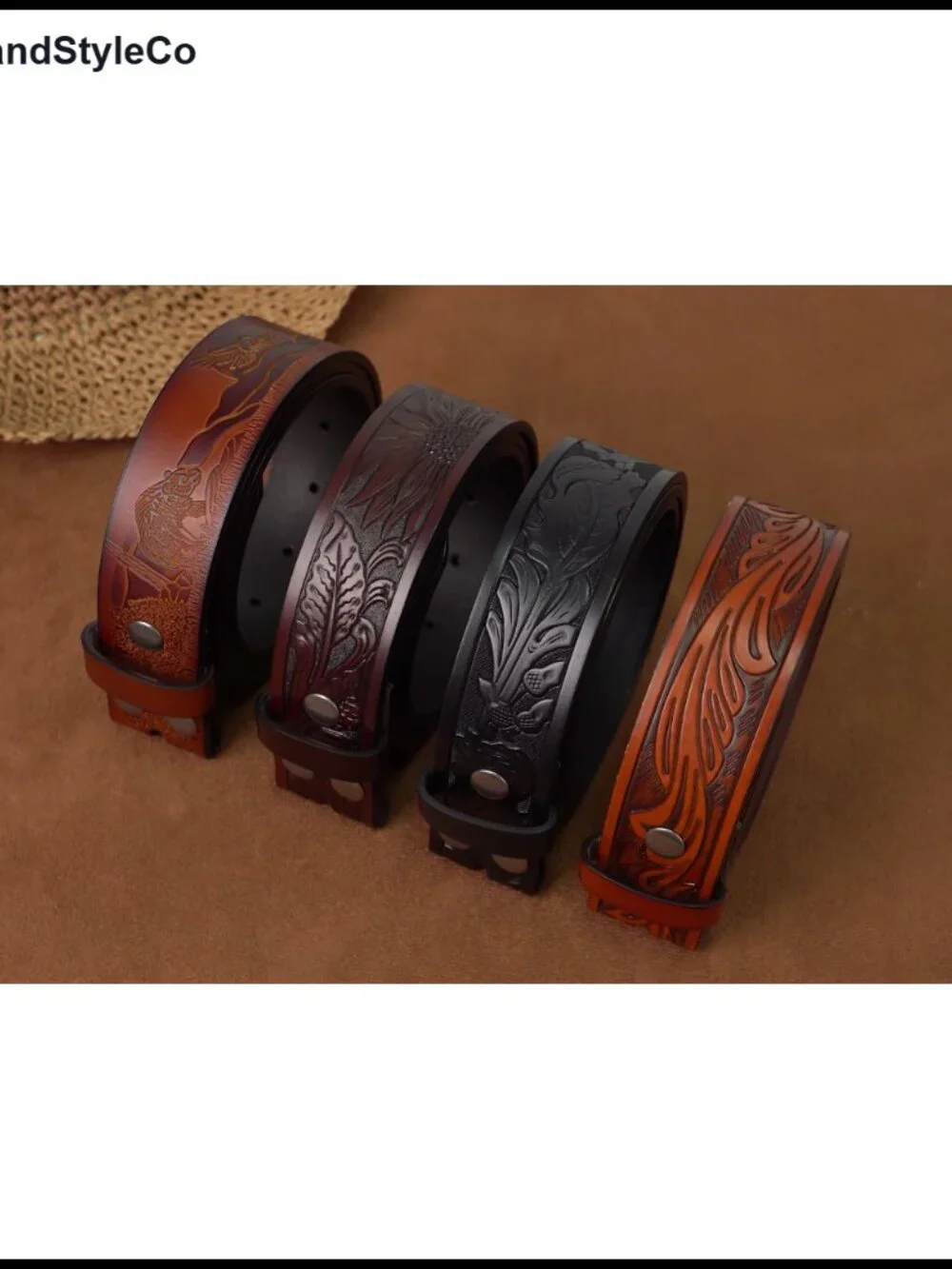 Western Leather Belt Strap 2 Pack Snap On Cowboy Cowgirl Men Women
